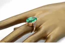 Anillo Artesanía vintage Esmeralda Oro rosa antiguo original de 14k vrc113r